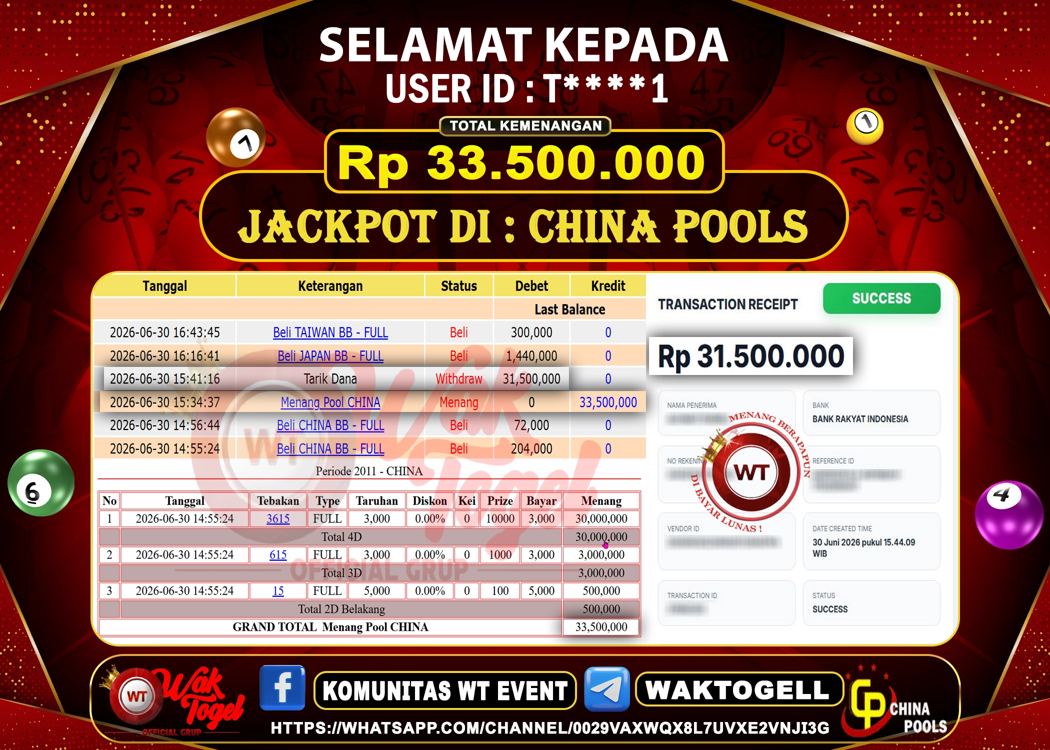 BUKTI PEMBAYARAN CHINA WAKTOGEL