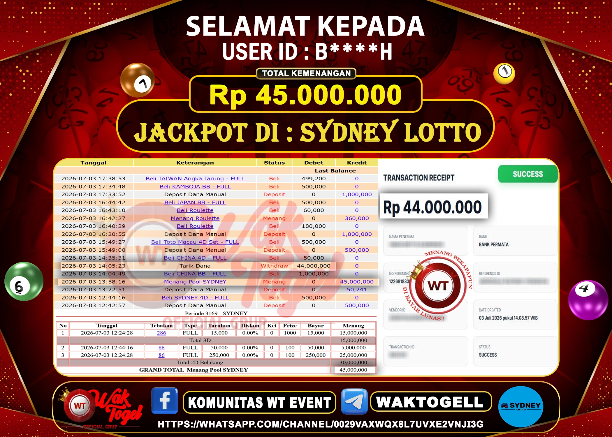 BUKTI PEMBAYARAN SYDNEY LOTTO WAKTOGEL